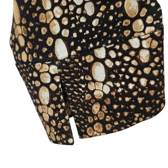 Diane Von Furstenberg Julian Silk Wrap Dress Size 2 Black Tan Lizard Stretch - Picture 5 of 10